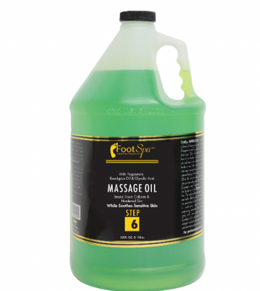 Aceite de masaje, galón de aceite de menta y eucalipto
