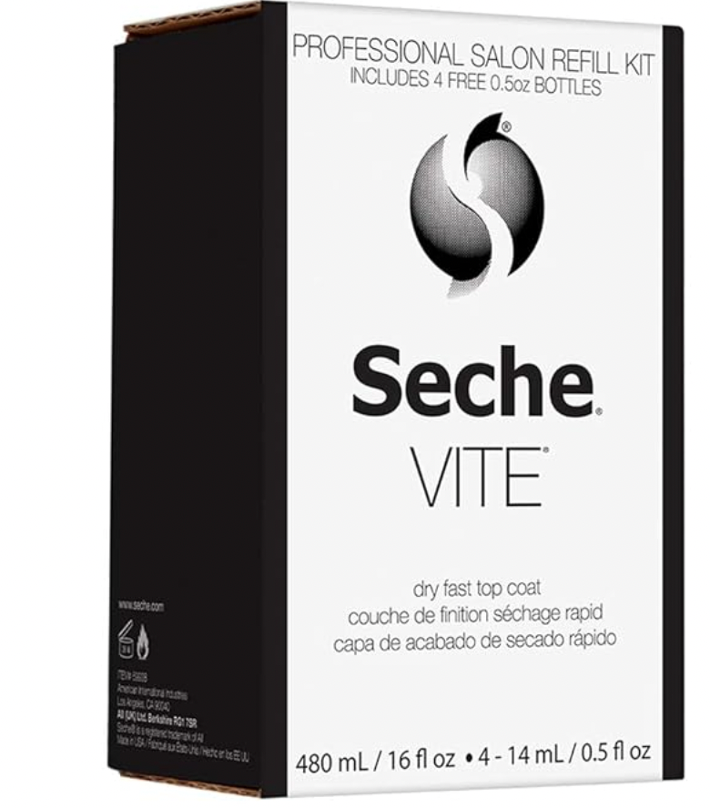 Seche Vite Dry Fast Top Coat 16oz Refill Kit, 16 oz Refill & 4 x 0.50 oz