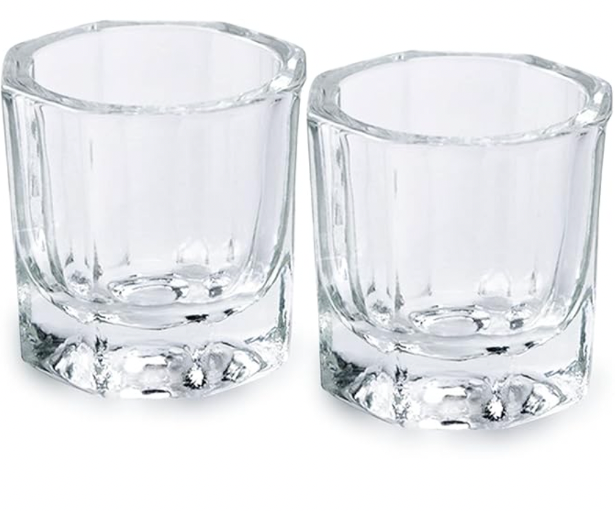 Bulex 2 Pack Dappen Dish Cups for Nail Art Acrylic Liquid - Clear Glass Nail Monomer Liquid Bowl Dampen Dish Acrylic Powder Holder, Acrylic Glass Jar for Nails