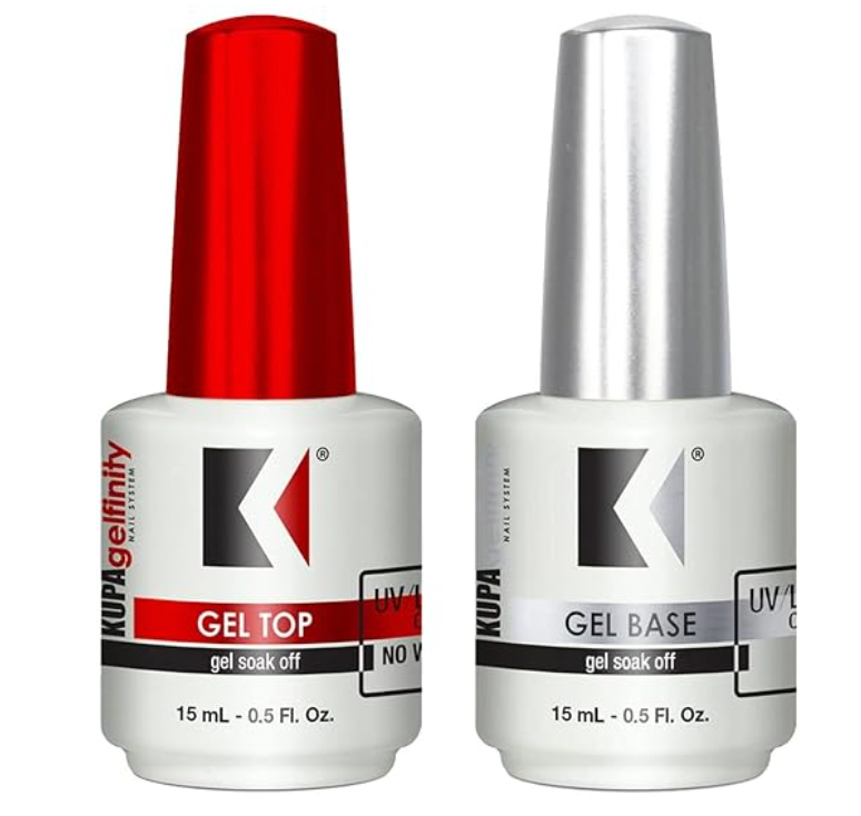 KUPA GelFinity - Gel Soak Off - Capa base y superior de acabado brillante (sin necesidad de limpieza) 0.5 onzas líquidas
