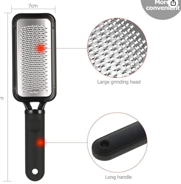 Lima para pies y pedicura de acero inoxidable de primera calidad, elimina callos y piel muerta.
