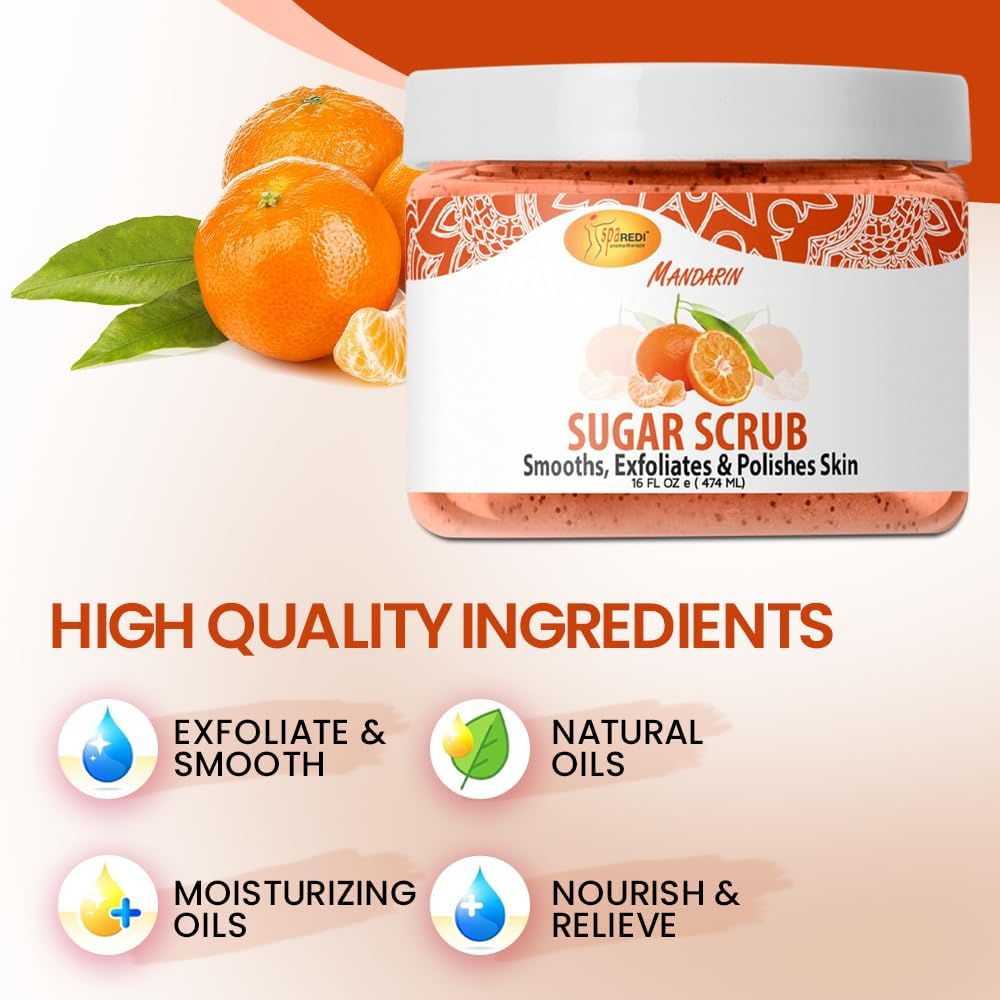 SPA REDI - Mandarin Sugar Scrub Glow (16oz)