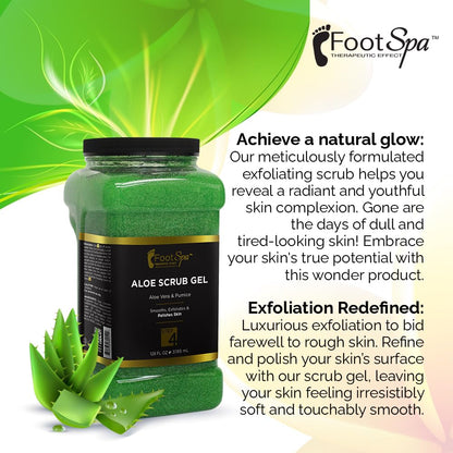 FOOT SPA - Gel exfoliante, 128 oz - Exfoliante para manicura, pedicura y cuerpo con aloe vera y ácido salicílico - Ilumina, pule, suaviza e hidrata la piel - A granel, recarga de galón 