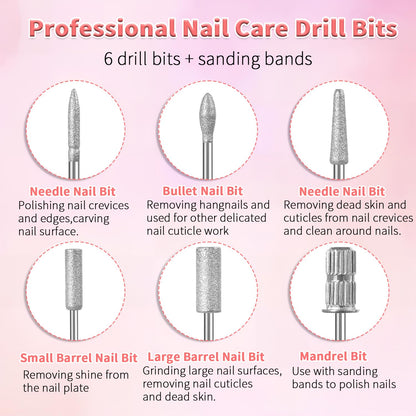 6 Pcs Nail Drill Bits Set