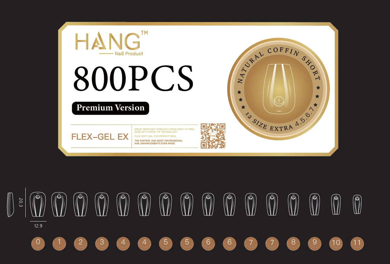 Hang Soft Gel Ex Nail Tip - Coffin Short