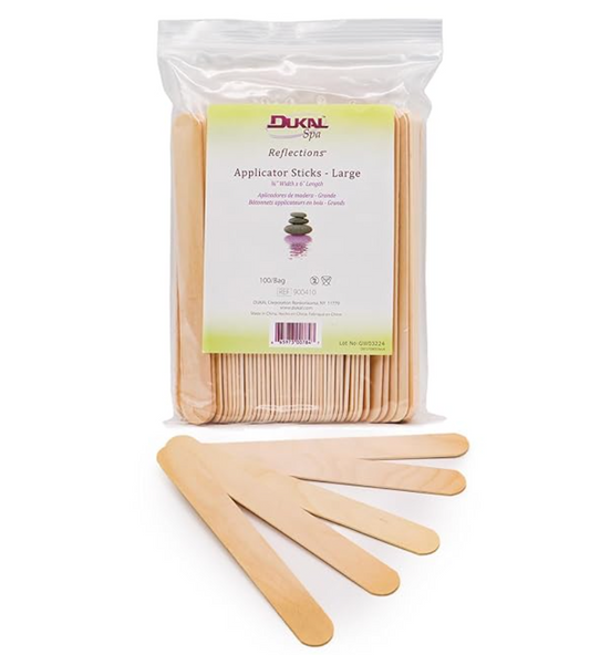 Dukal Large Wooden Wax Sticks - Body Hair Removal Applicator for Waxing, ¾” x 6” (Pack of 100)