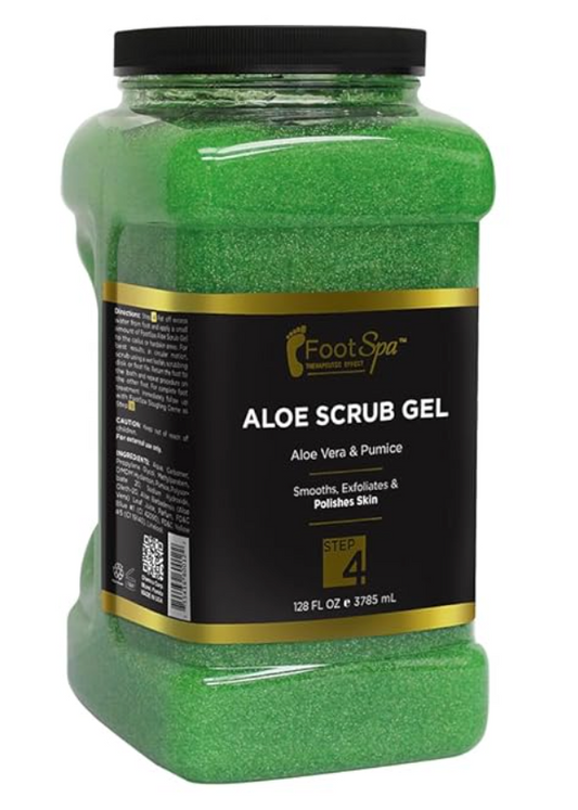 FOOT SPA - Exfoliating Scrub Gel, 128 Oz - Manicure, Pedicure and Body Exfoliator Infused with Aloe Vera and Salicylic Acid - Glow, Polish, Smooth and Moisture Skin - Bulk, Refill Gallon