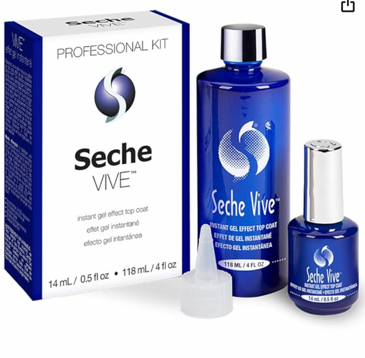 Seche Vive Professional Kit, Instant Gel Effect Top Coat for Nail Polish, 4 oz & 0.5 oz Refill