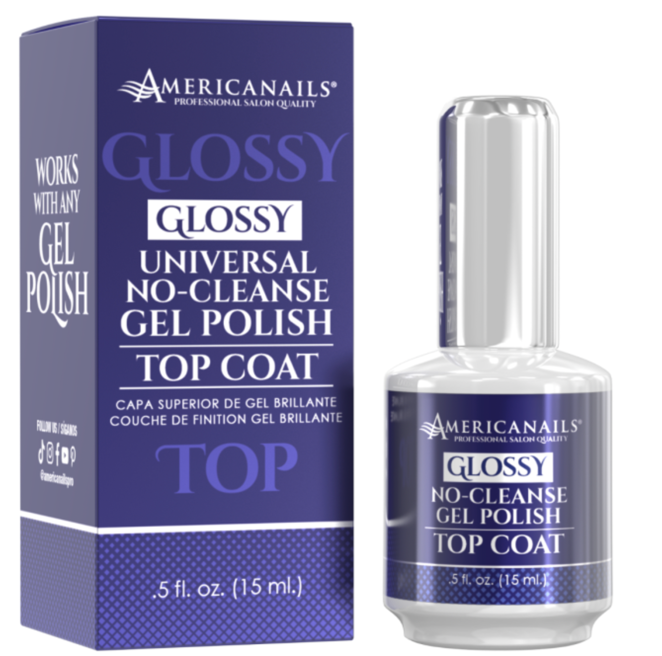 Capa superior de esmalte en gel sin limpieza Americanails | Brillante, 14 g