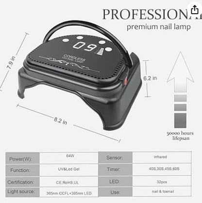 Professional Cordless UV LED Nail Lamp