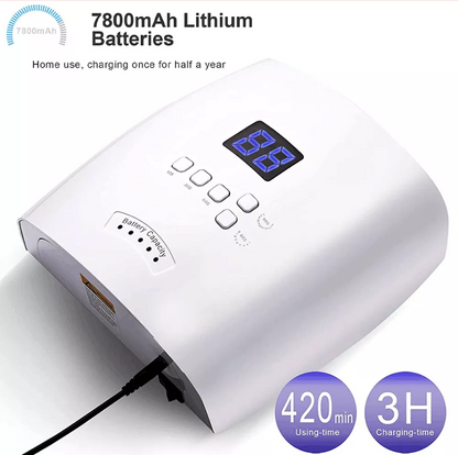 White 48W Cordless Wireless Rechargeable LED/UV Nail Lamp Gel Polish Nail Dryer