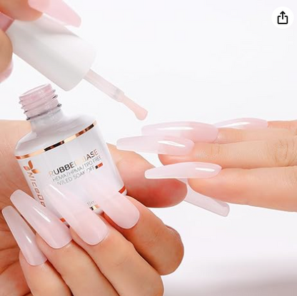 Rubber Base Gel for Nails Milky Pink Rubber Gel U V Color Base Gel Nail Polish 15ML 014