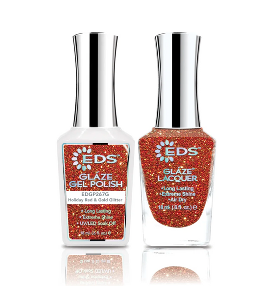 267 Holiday Red & Gold Glitter