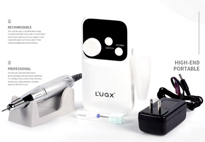 LUGX Nail Equipment Professional 35000rpm Acrylic Cordless Electric Rechargeable Portable Nail Drill Machine