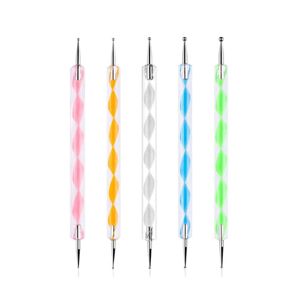 5pcs Way Dotting Pen Tool Nail Art Tip, Multicolor