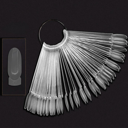 Puntas de diseño redondas DND transparentes, 50 unidades con anillo