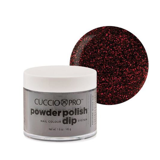 Cuccio Pro Dipping Powder #5611 Black with Red Glitter